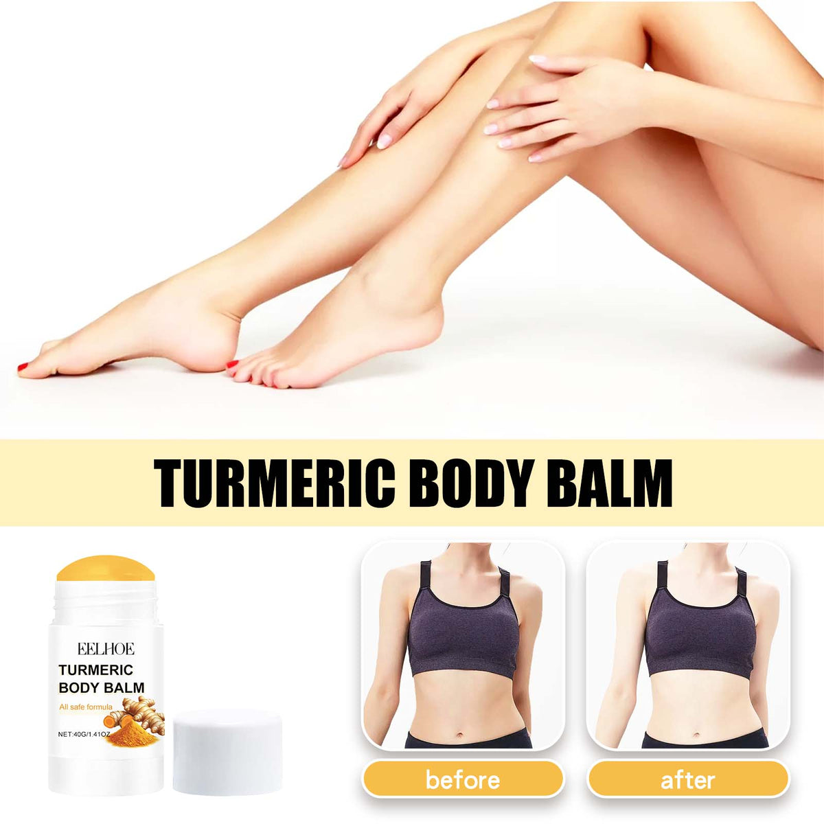 Turmeric Body Balm Stick for Dry Skin, Jojoba & Coconut