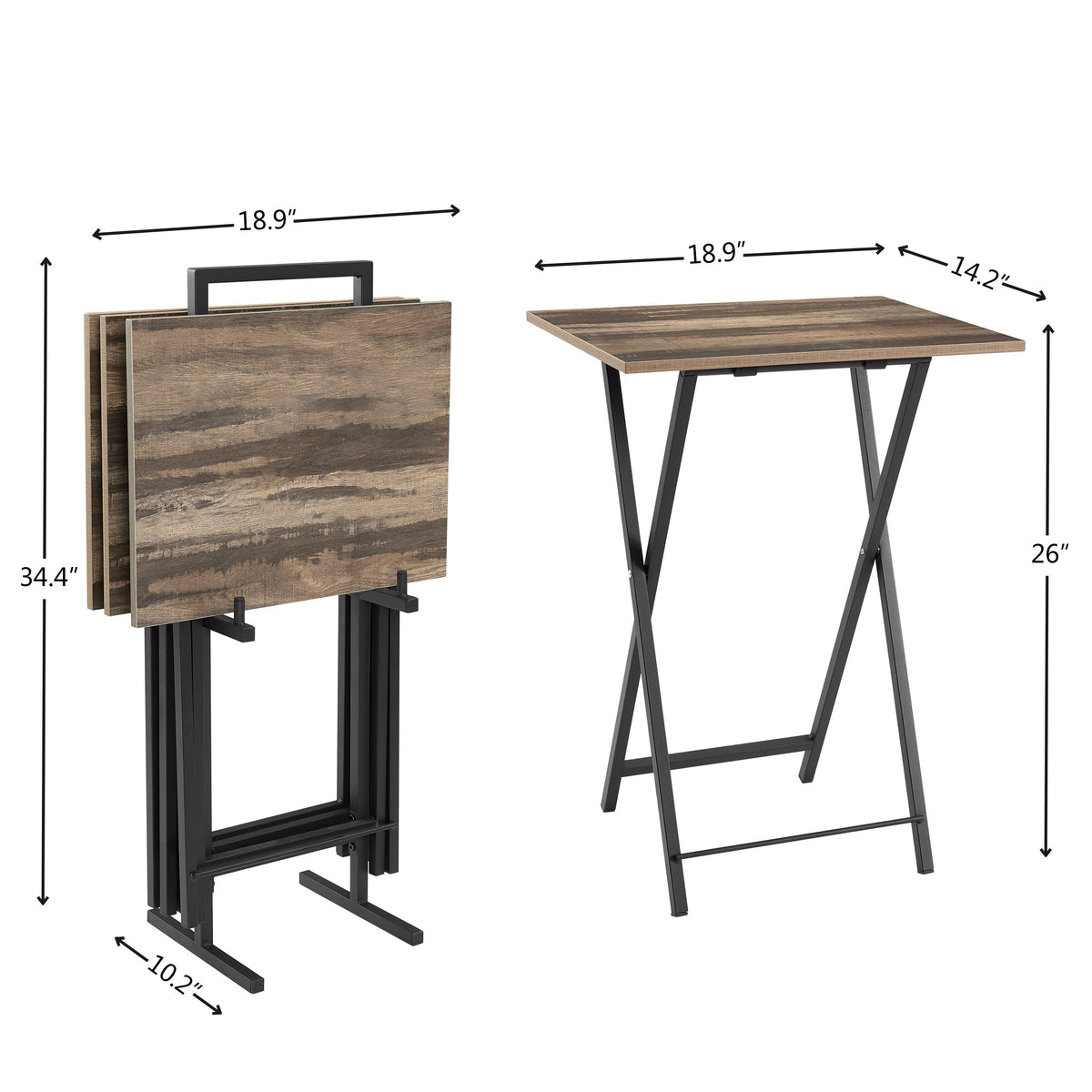 Folding TV Tray Table Set of 4 with Stand for Small Spaces