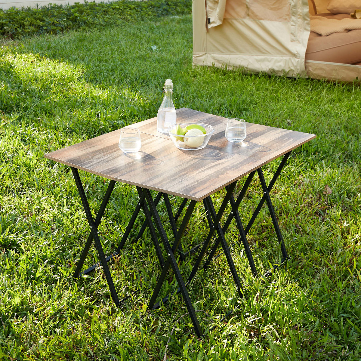 Folding TV Tray Table Set of 4 with Stand for Small Spaces