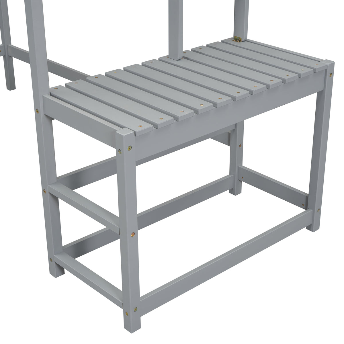 Twin Loft Bed with Ladder and Landing Platform, Grey