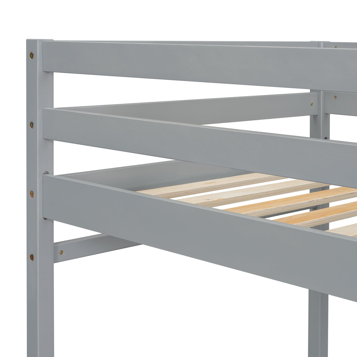 Twin Loft Bed with Ladder and Landing Platform, Grey