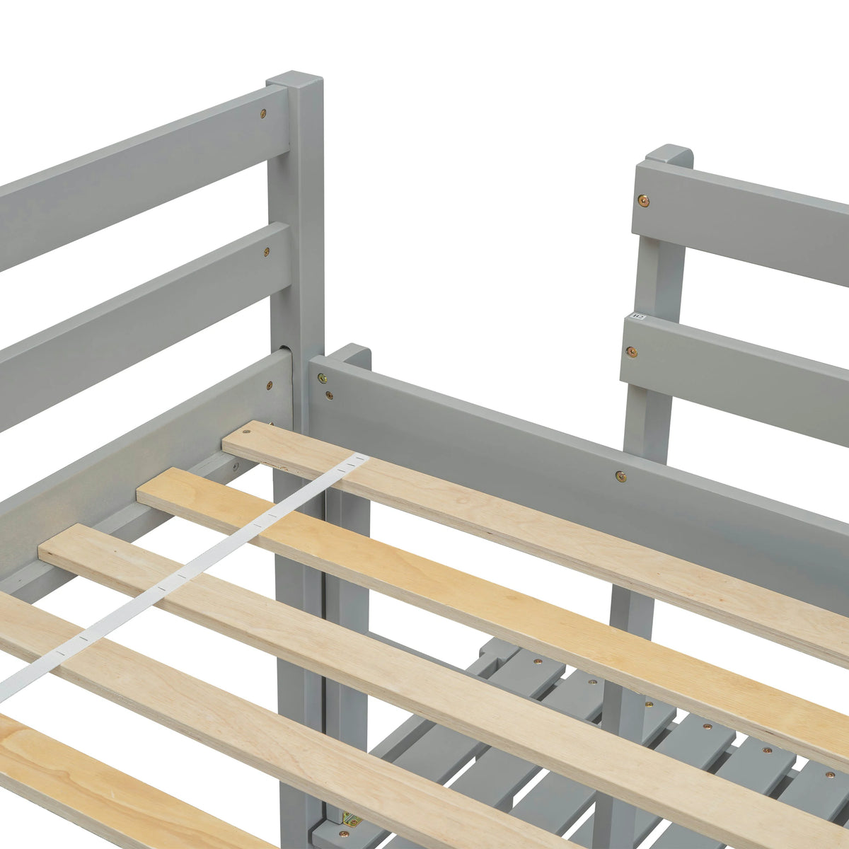 Twin Loft Bed with Ladder and Landing Platform, Grey