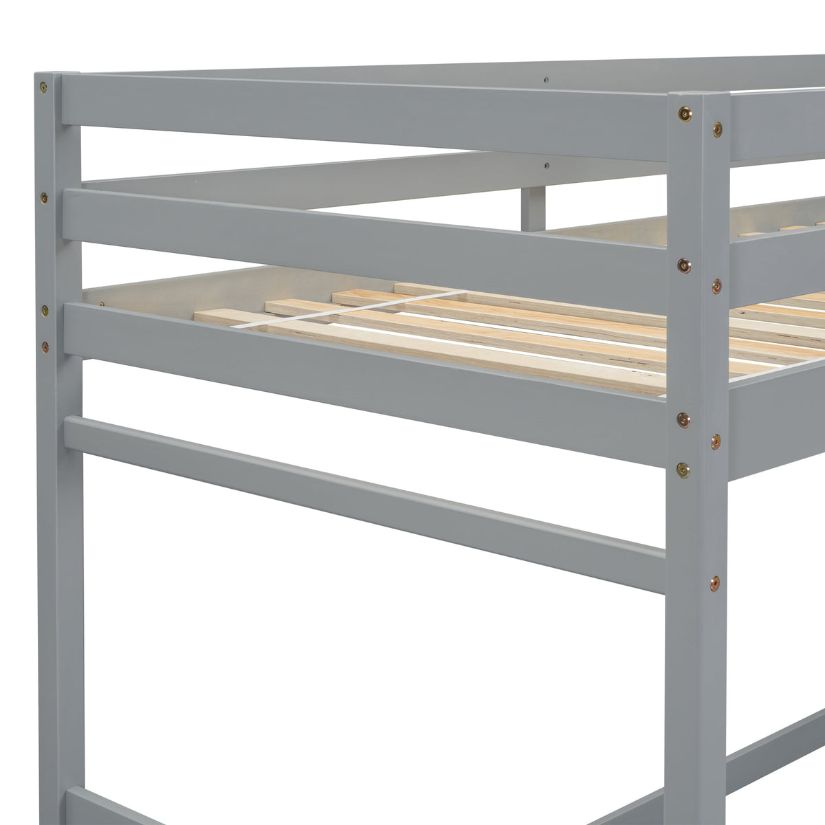 Twin Loft Bed with Ladder and Landing Platform, Grey