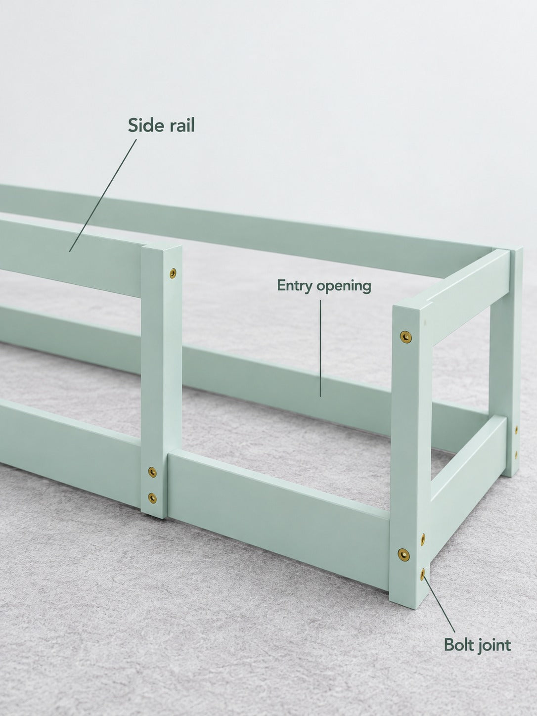 Twin Kids Floor Bed Frame with House Headboard & Rails