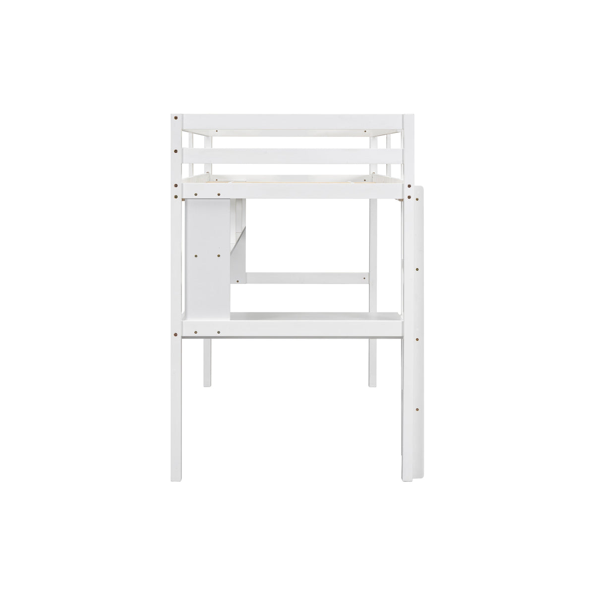 Full Size Loft Bed with Desk and Bookcase for Kids