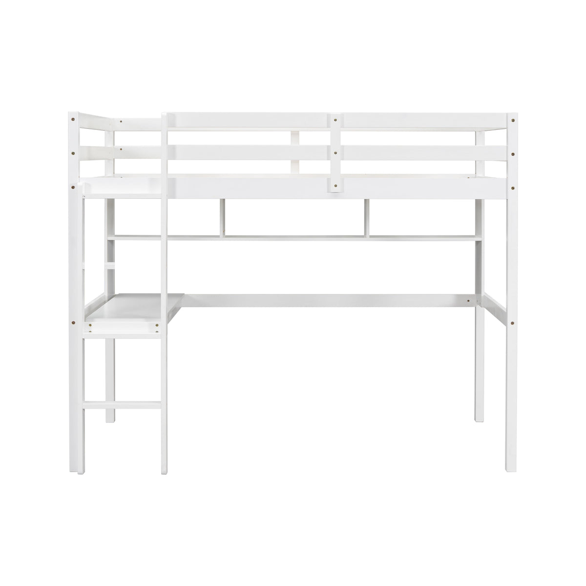 Full Size Loft Bed with Desk and Bookcase for Kids