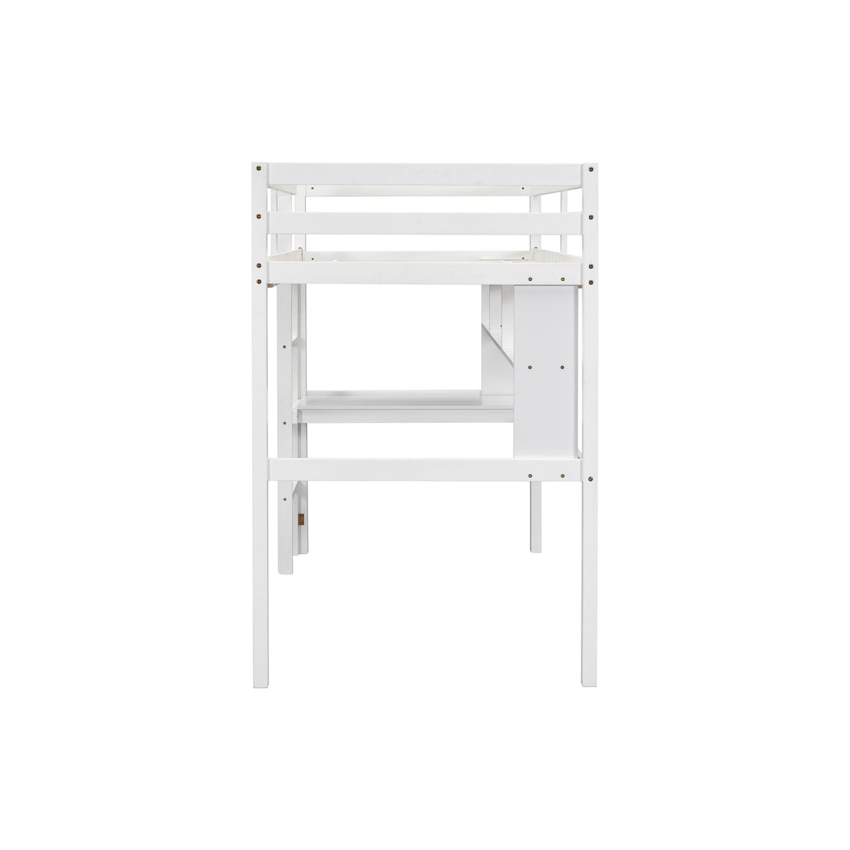 Full Size Loft Bed with Desk and Bookcase for Kids