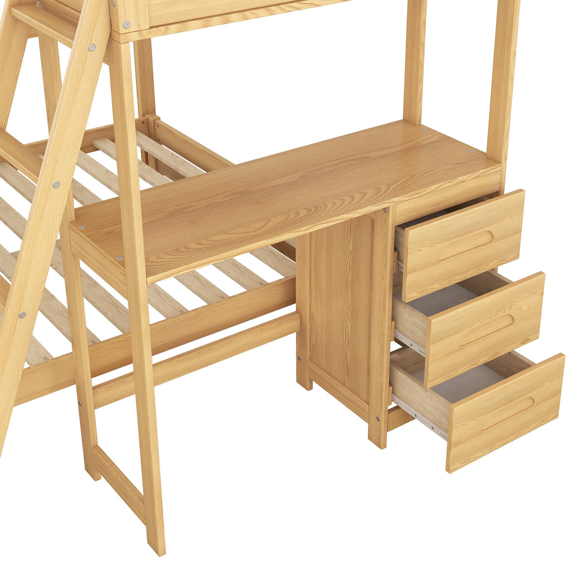 Twin Over Full Bunk Bed with Desk and Storage Drawers
