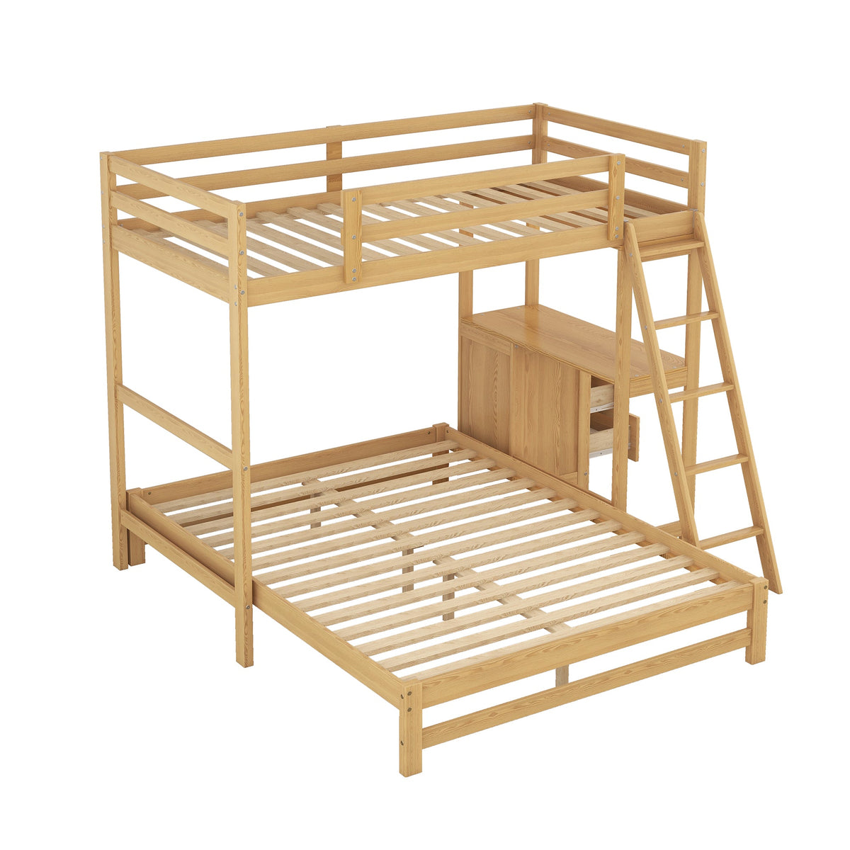 Twin Over Full Bunk Bed with Desk and Storage Drawers