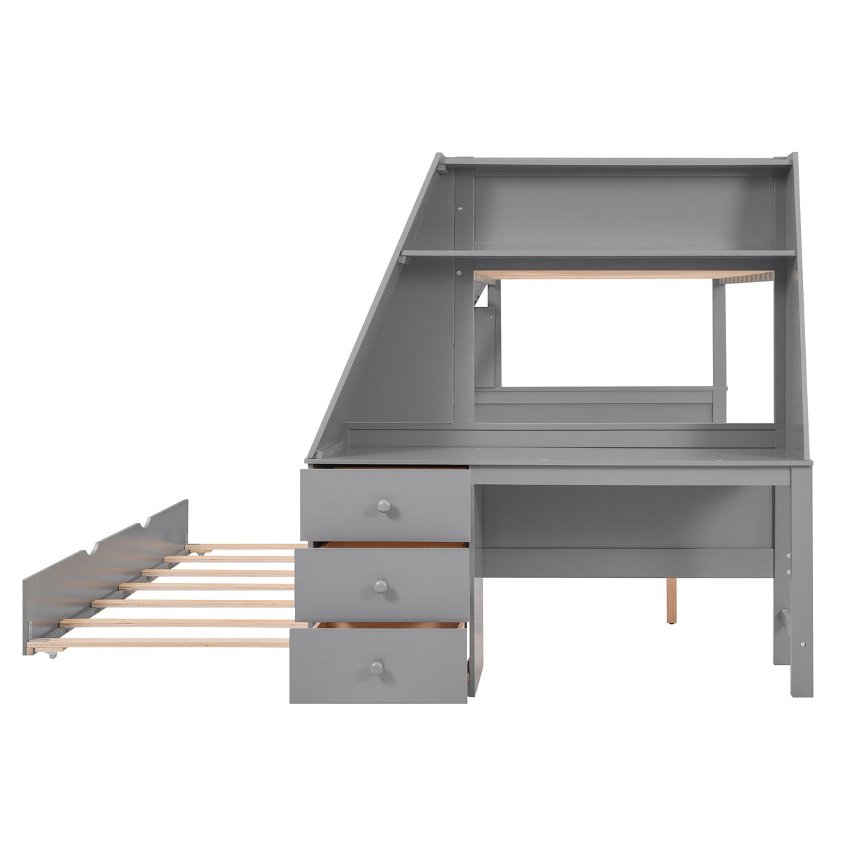 Twin over Full Bunk Bed with Desk, Drawers & Trundle