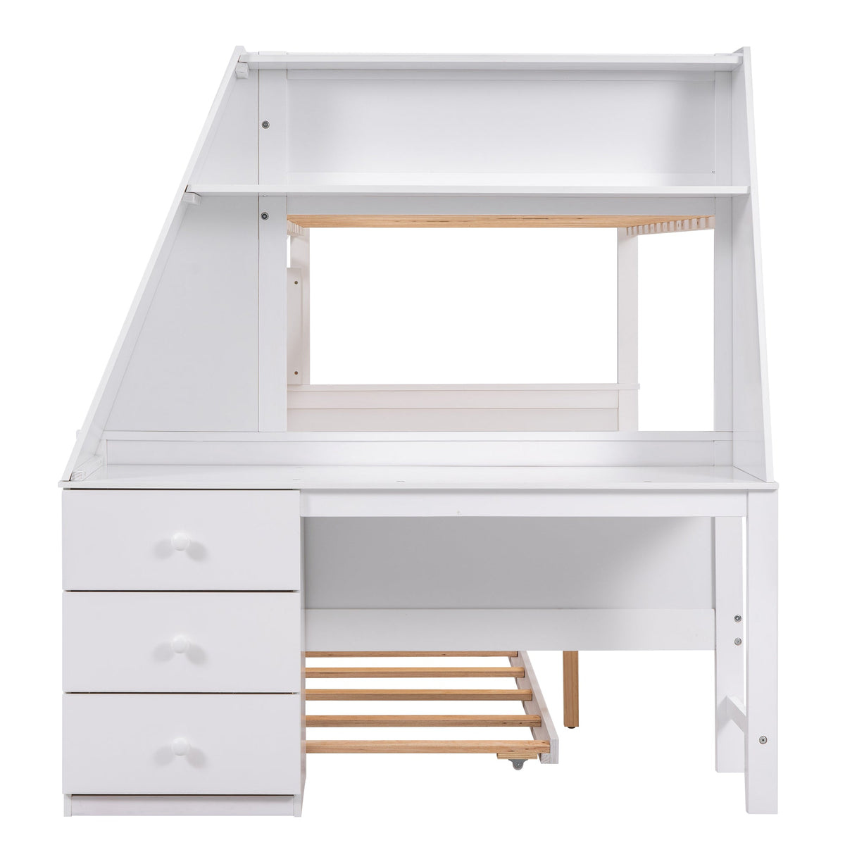 Twin Over Full Bunk Bed with Trundle, Desk & Drawers