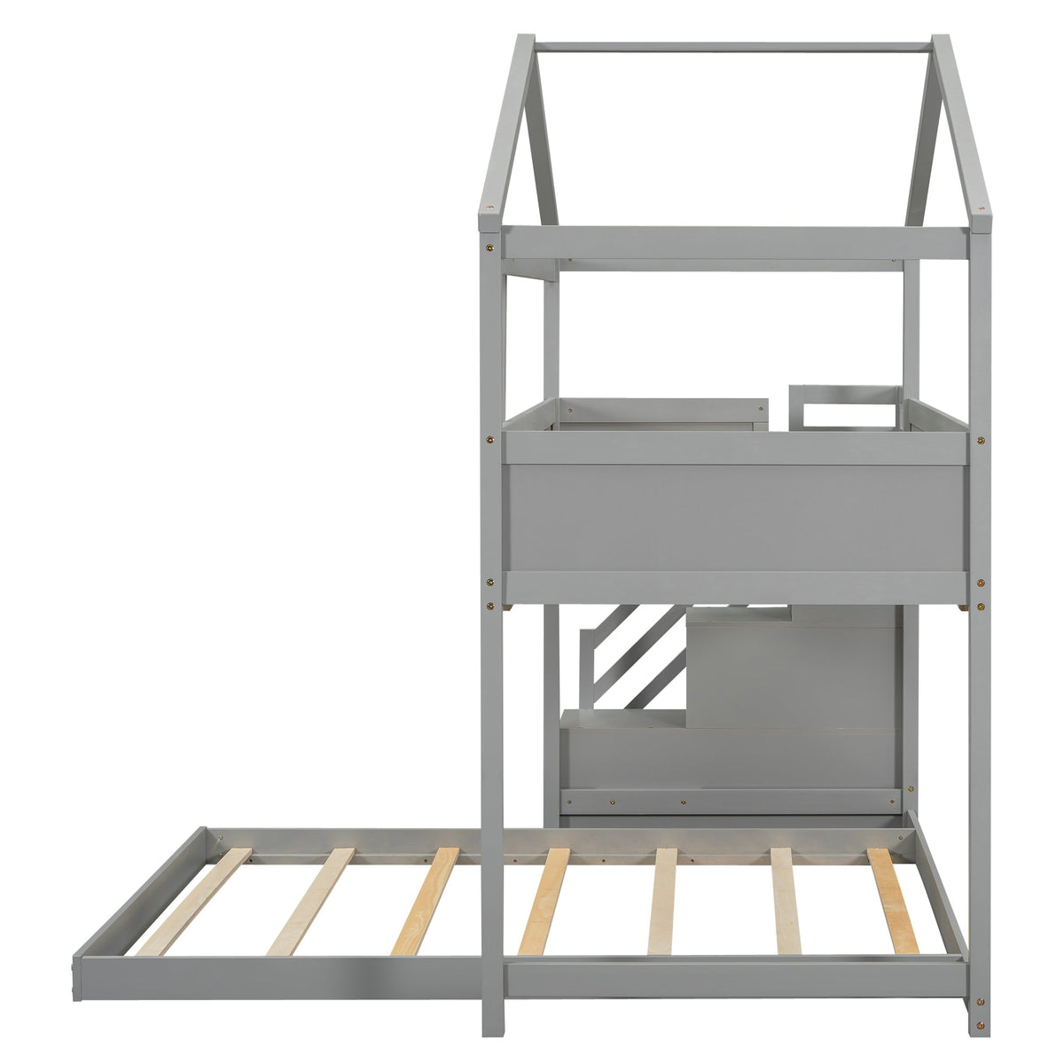 Twin Over Full Bunk Bed with Storage Stairs and Chalkboard