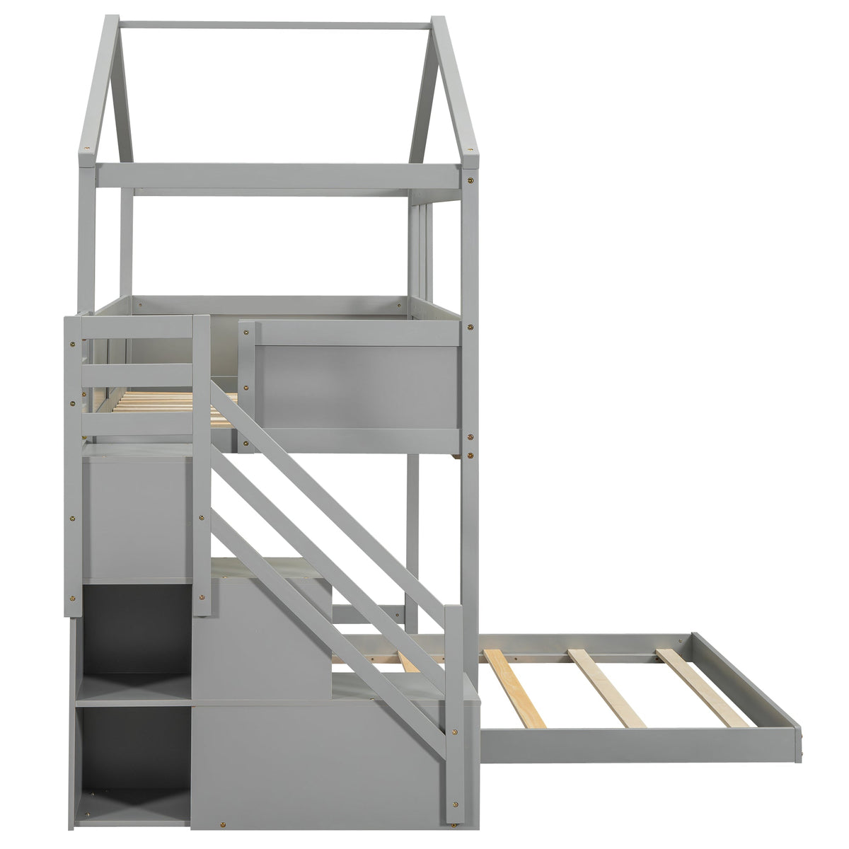 Twin Over Full Bunk Bed with Storage Stairs and Chalkboard