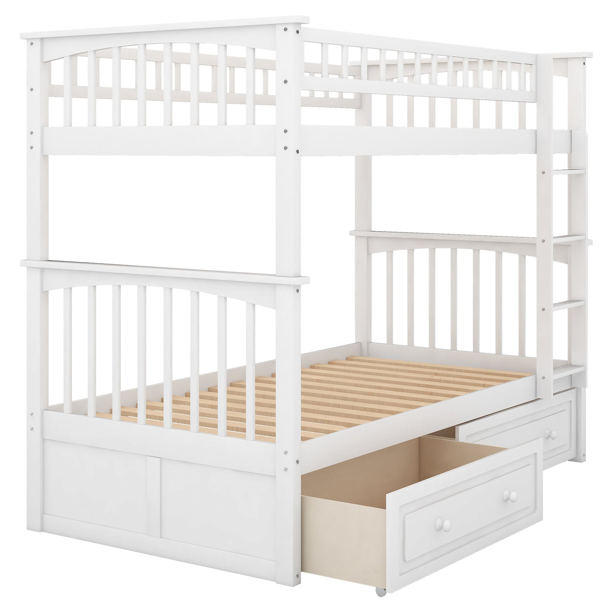 Twin Over Twin Bunk Bed With Drawers, Convertible