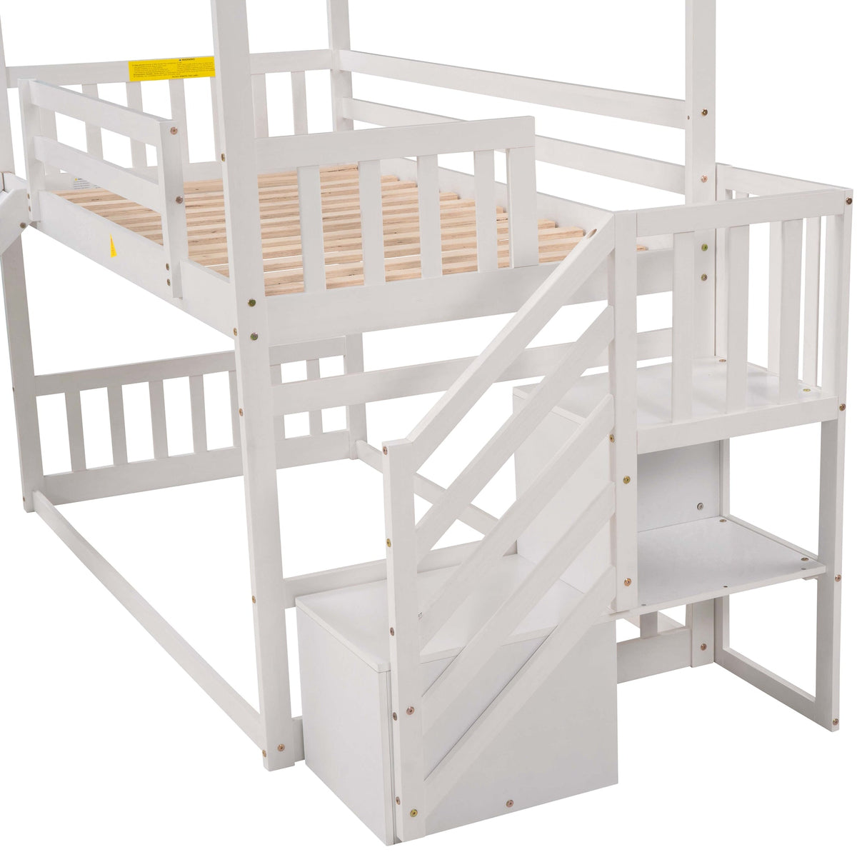 Twin Over Twin Bunk Bed with Slide and Storage Stairs