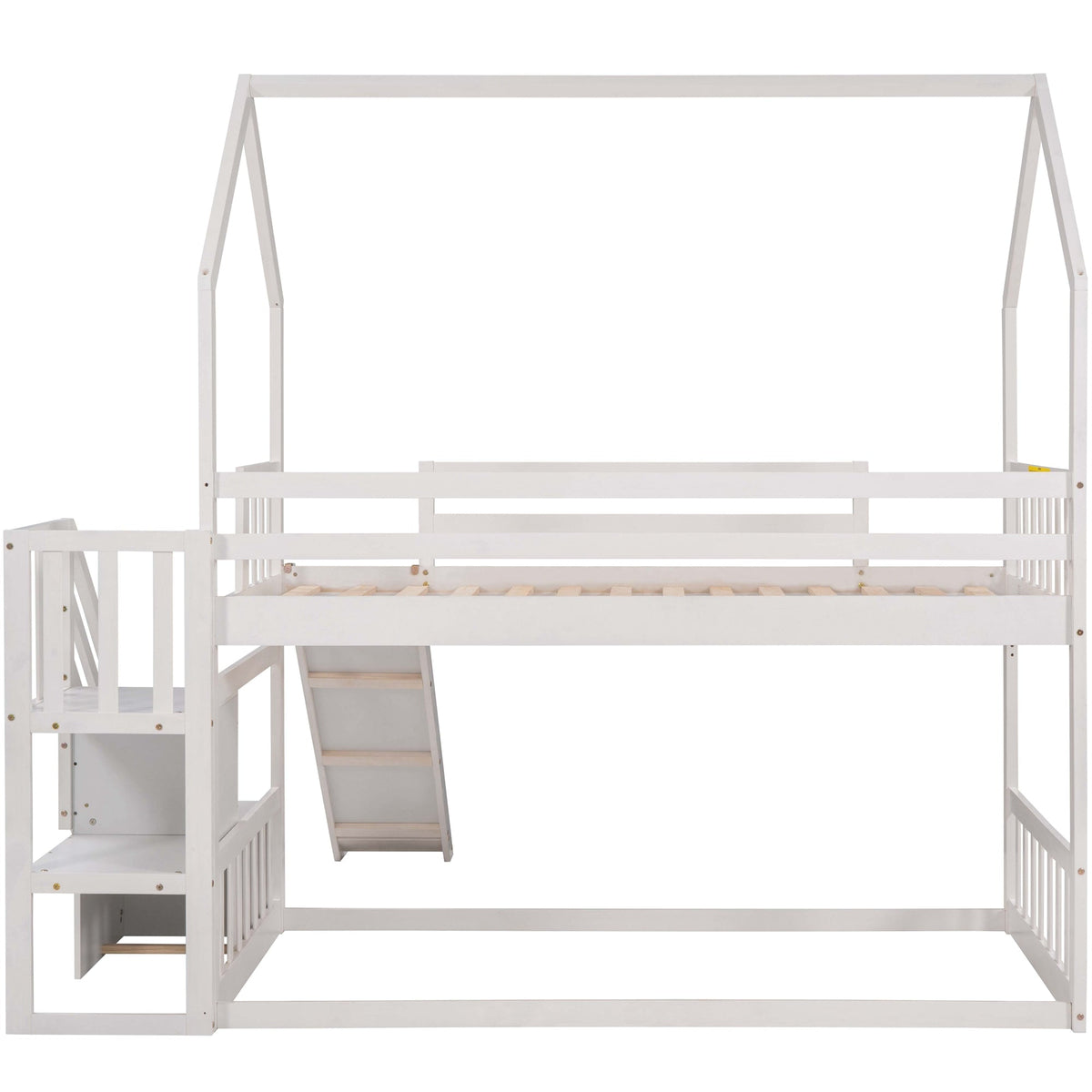 Twin Over Twin Bunk Bed with Slide and Storage Stairs