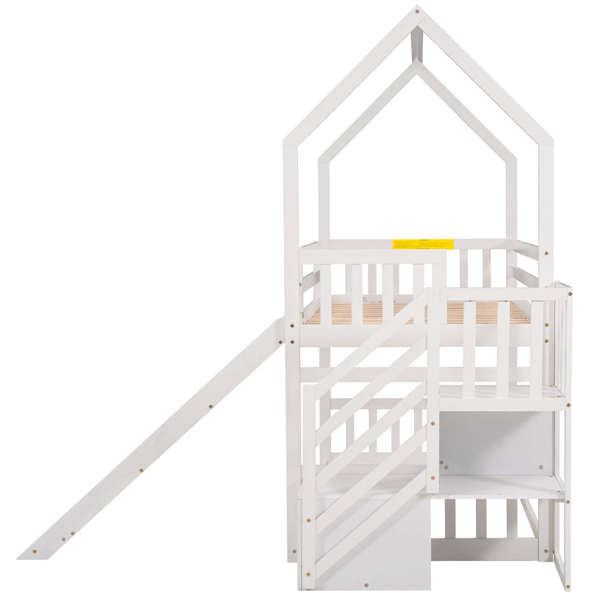 Twin Over Twin Bunk Bed with Slide and Storage Stairs