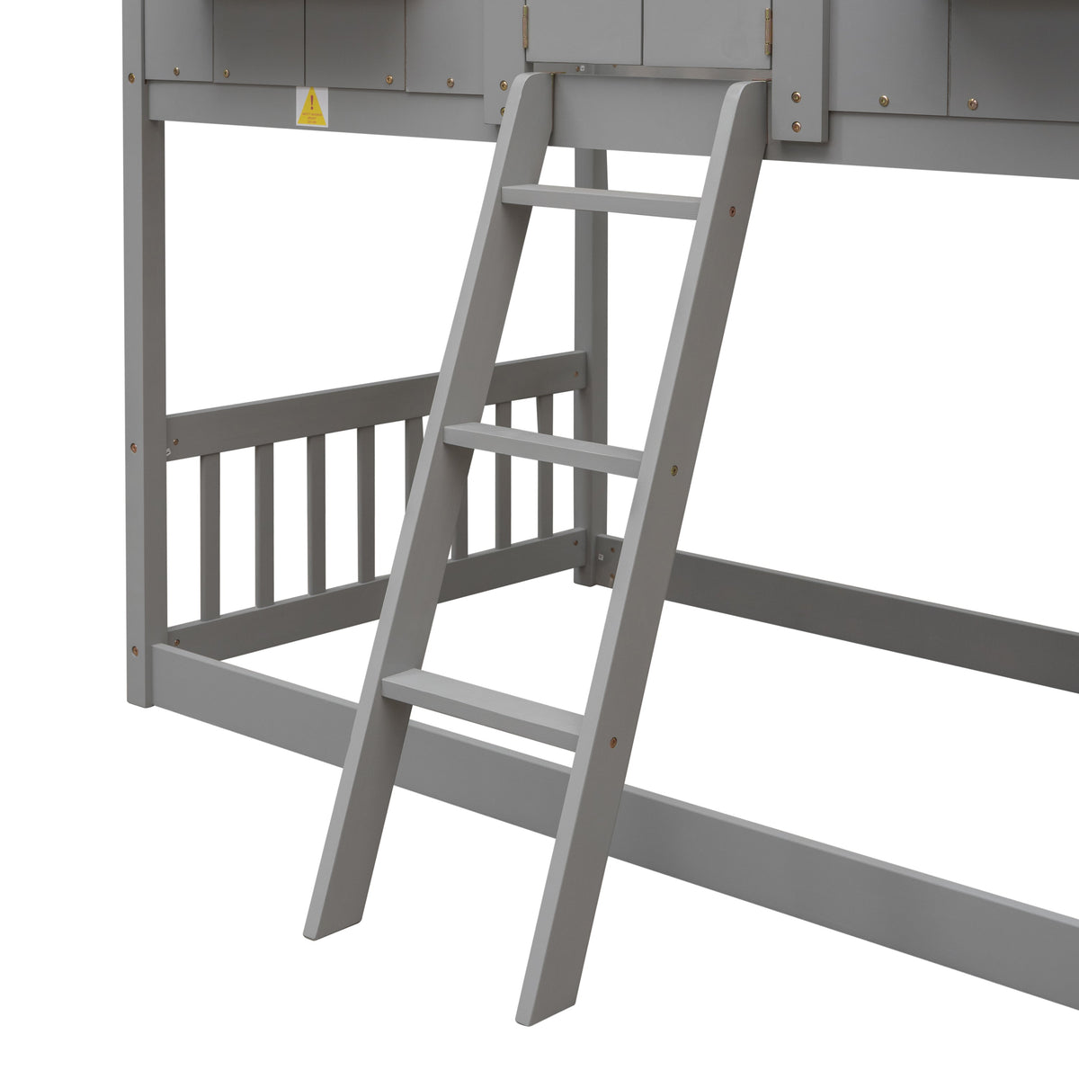 Twin Over Twin House Bunk Bed with Guardrails & Ladder