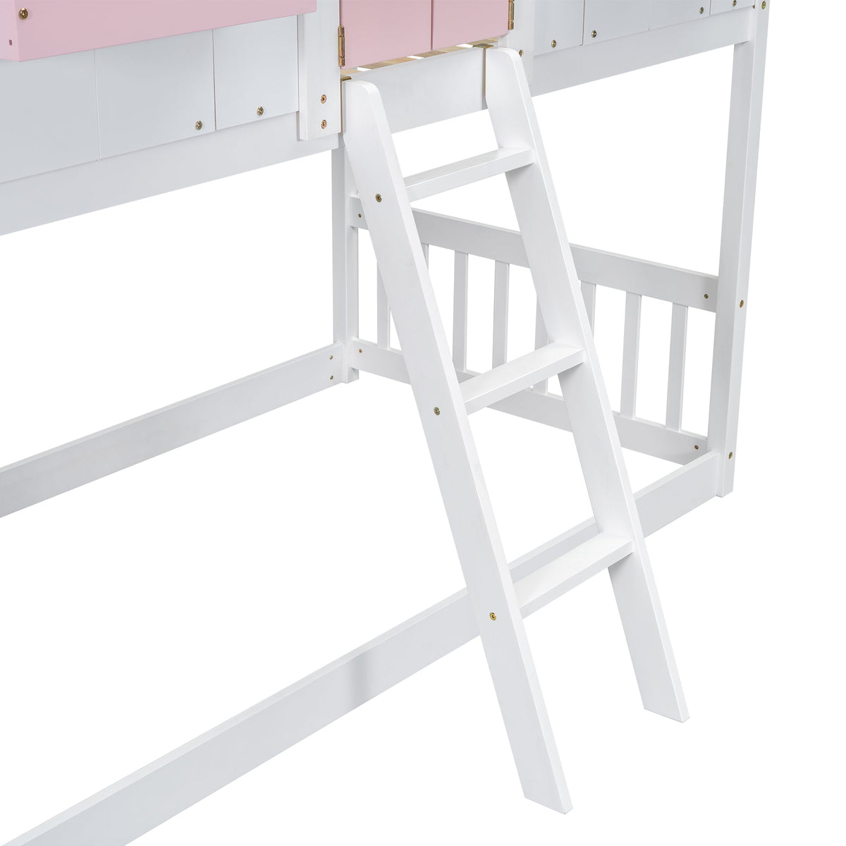 Twin Over Twin Bunk Bed for Kids with Guardrails and Ladder