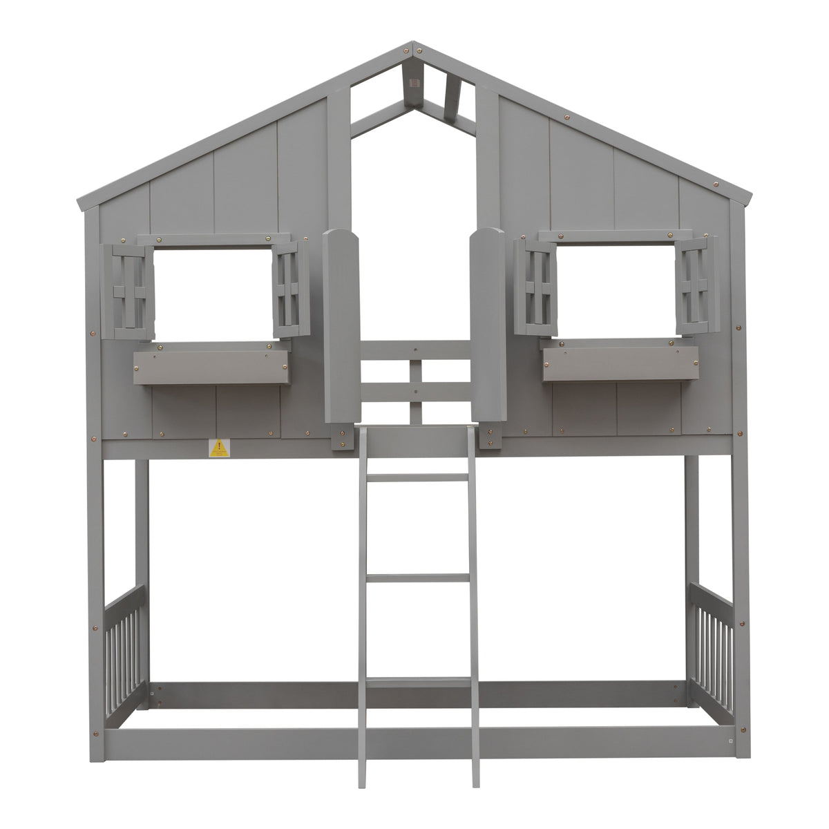 Twin Over Twin House Bunk Bed with Guardrails & Ladder