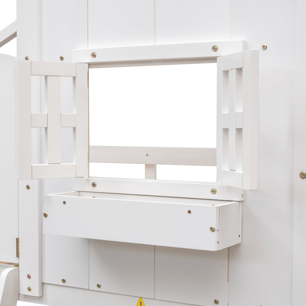 Twin Over Twin Playhouse Bunk Bed with Guardrails and Ladder
