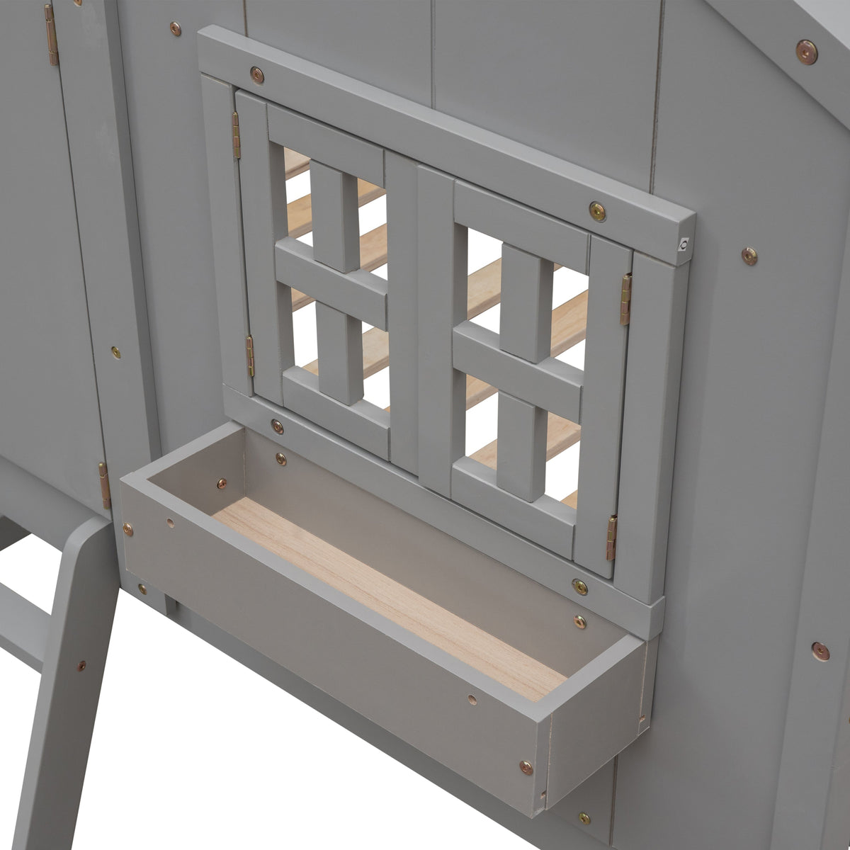 Twin Over Twin House Bunk Bed with Guardrails & Ladder