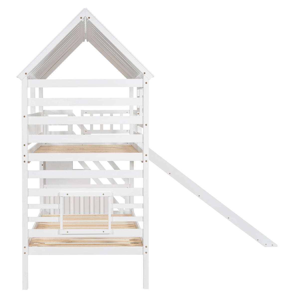 Twin Over Twin Bunk Bed with Slide & Storage Stairs
