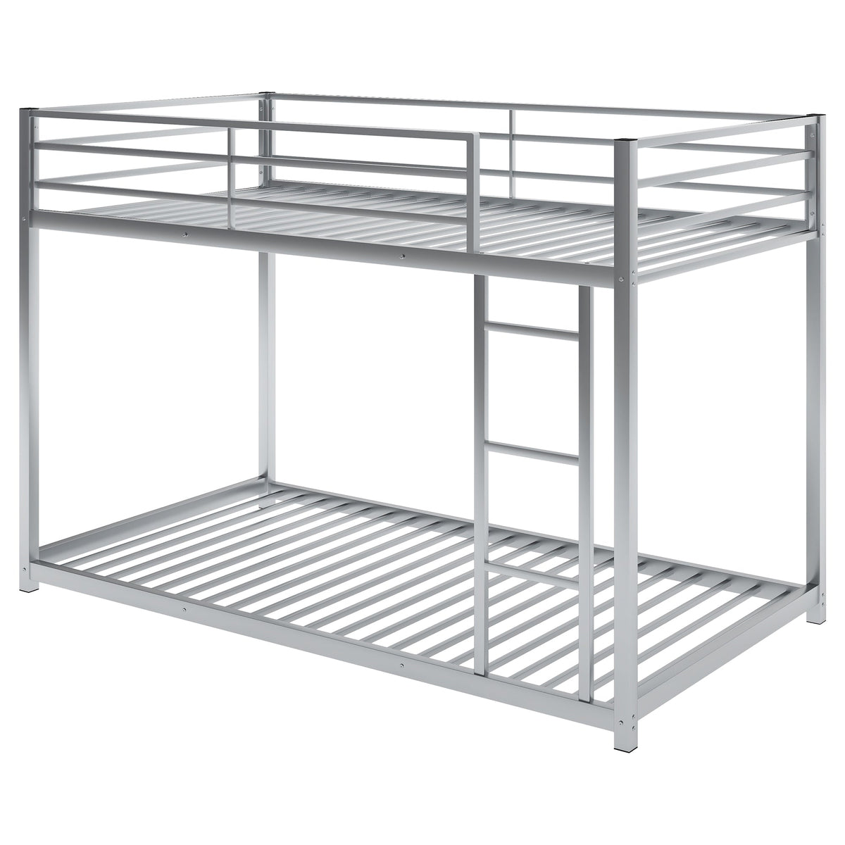 Twin Over Twin Metal Bunk Bed with Ladder & Guard Rails