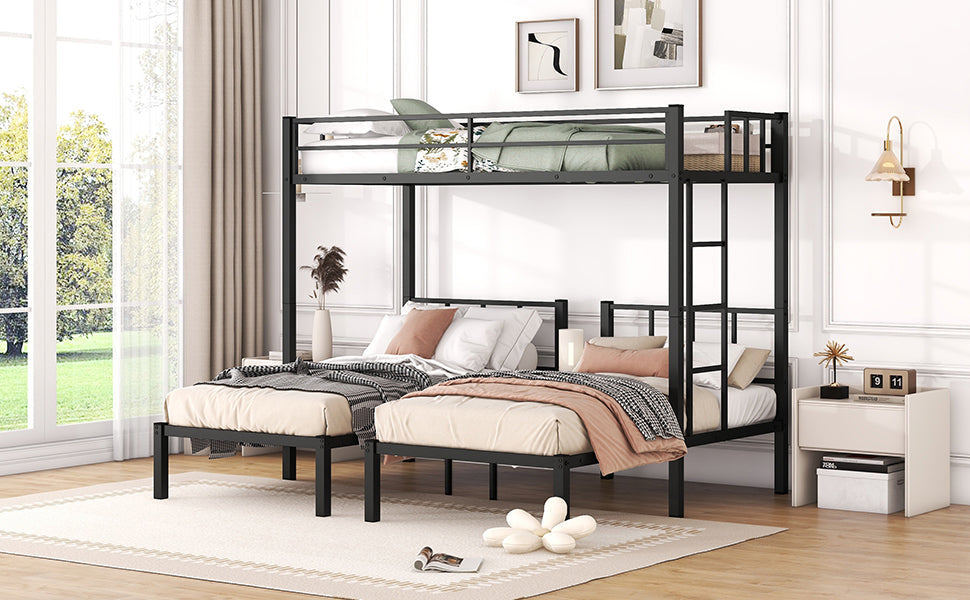 Triple Bunk Bed for 3: Twin XL Over Twin Metal Frame