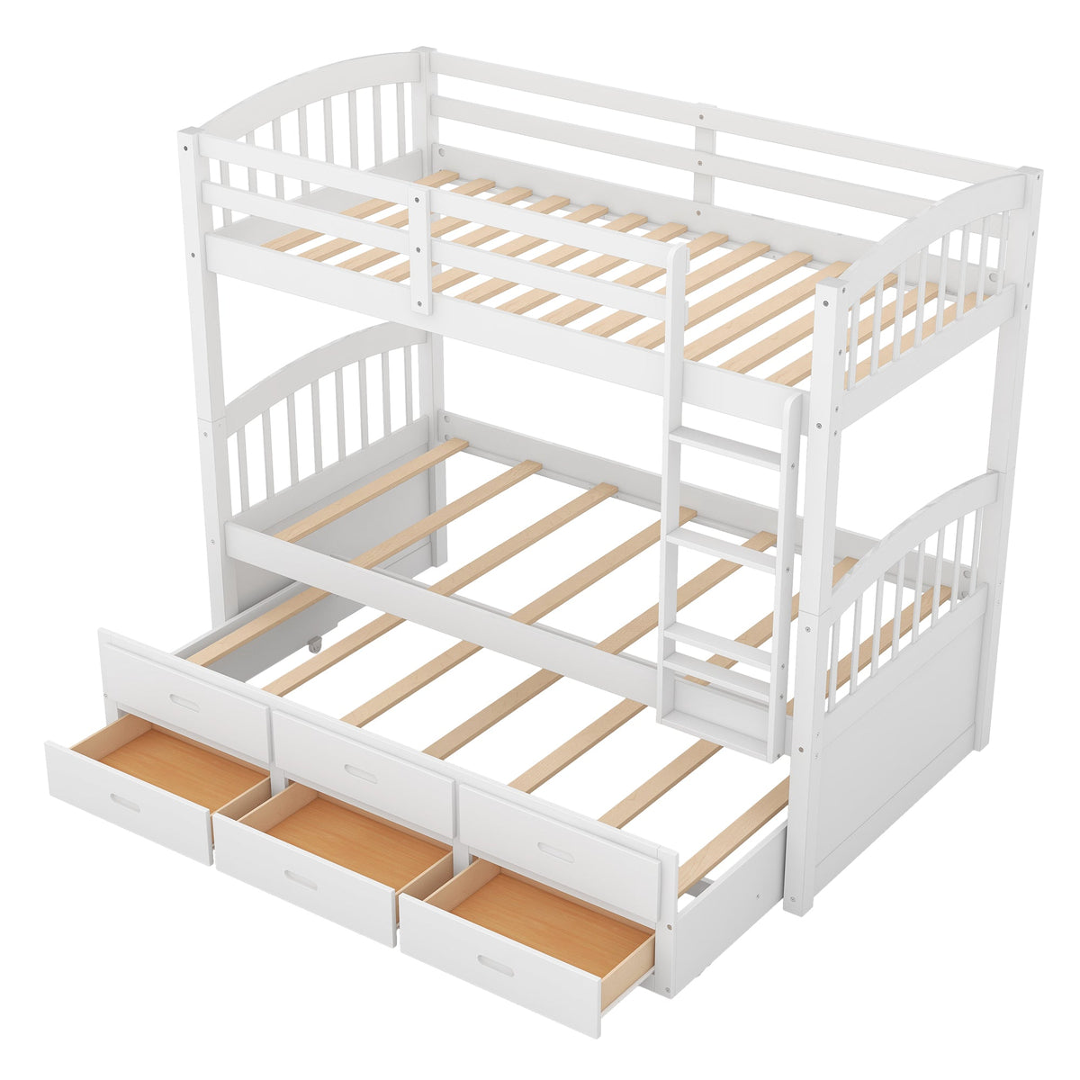 Space-Saving Twin Over Twin Bunk Bed with Trundle