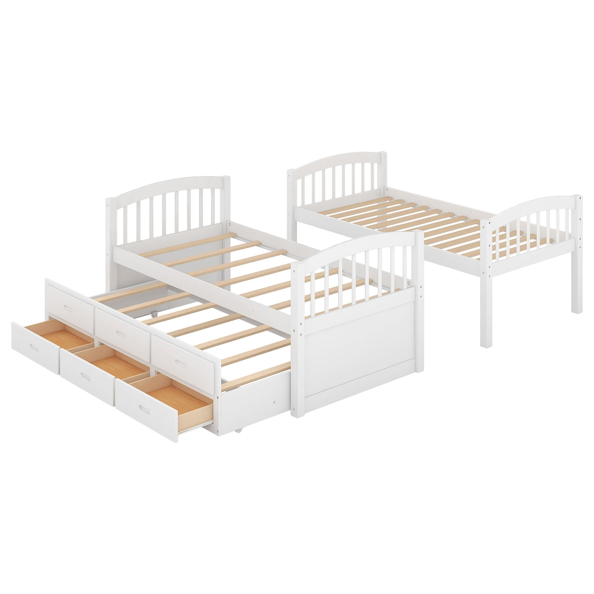 Space-Saving Twin Over Twin Bunk Bed with Trundle