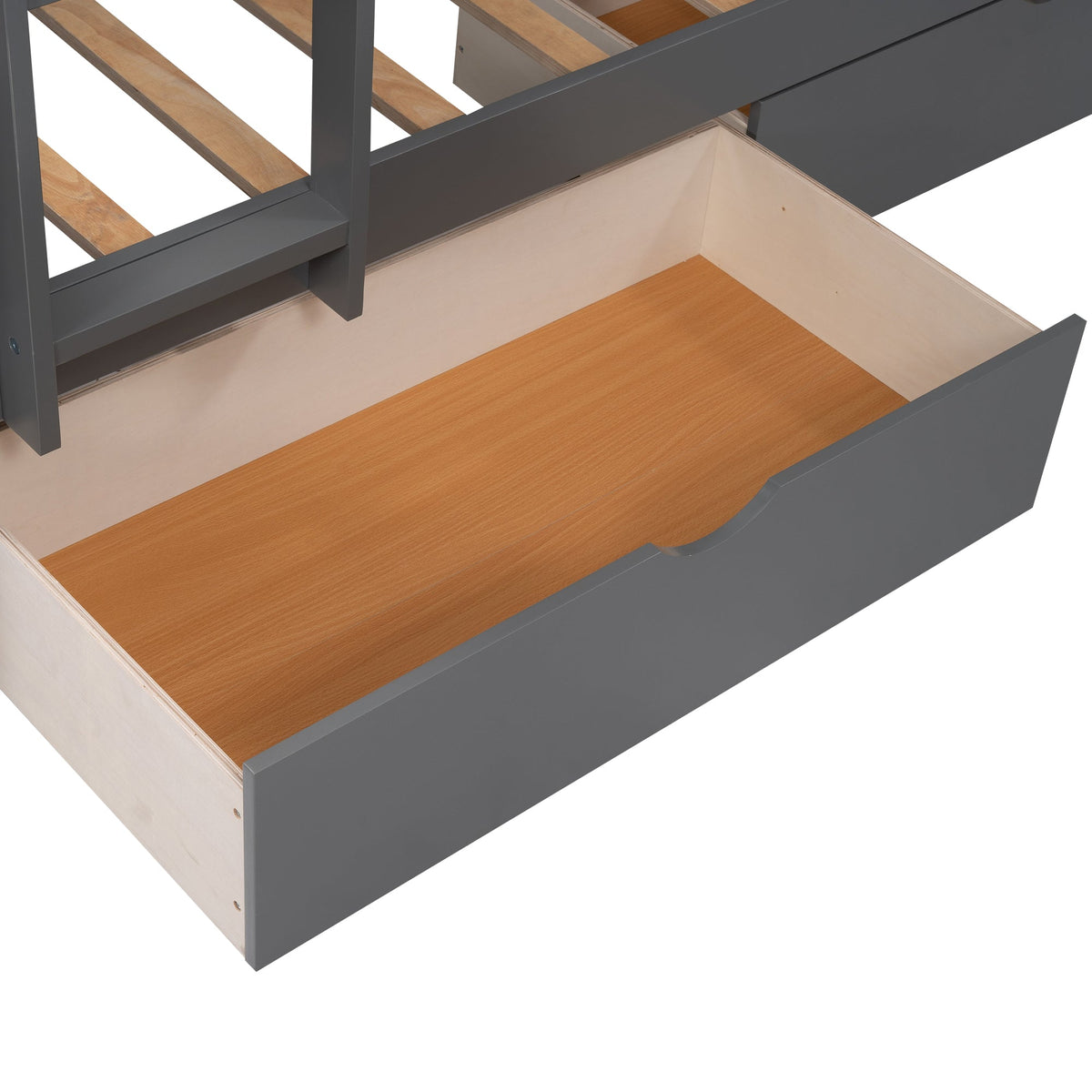Gray Twin Bunk Bed with Loft and Under-Bed Drawers