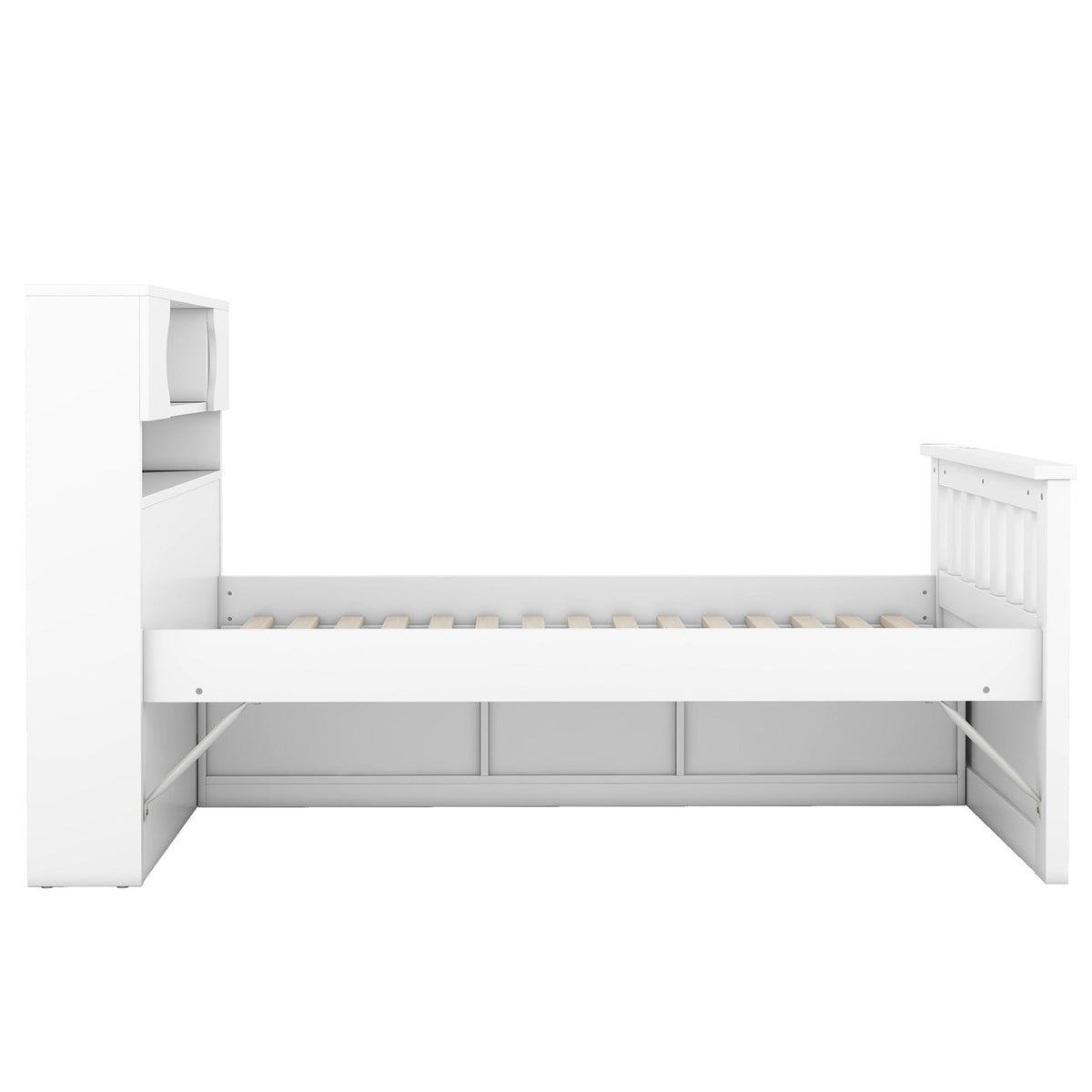 Twin Platform Bed with Bookcase Headboard and Drawers