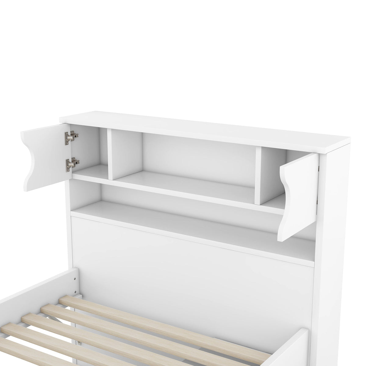 Twin Platform Bed with Bookcase Headboard and Drawers