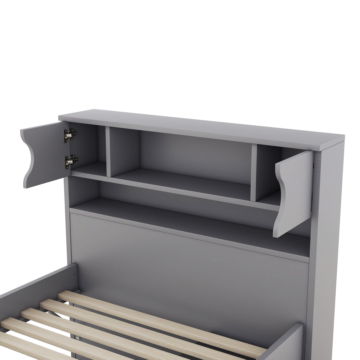Twin Captain Platform Bed with Bookcase Headboard & Drawers