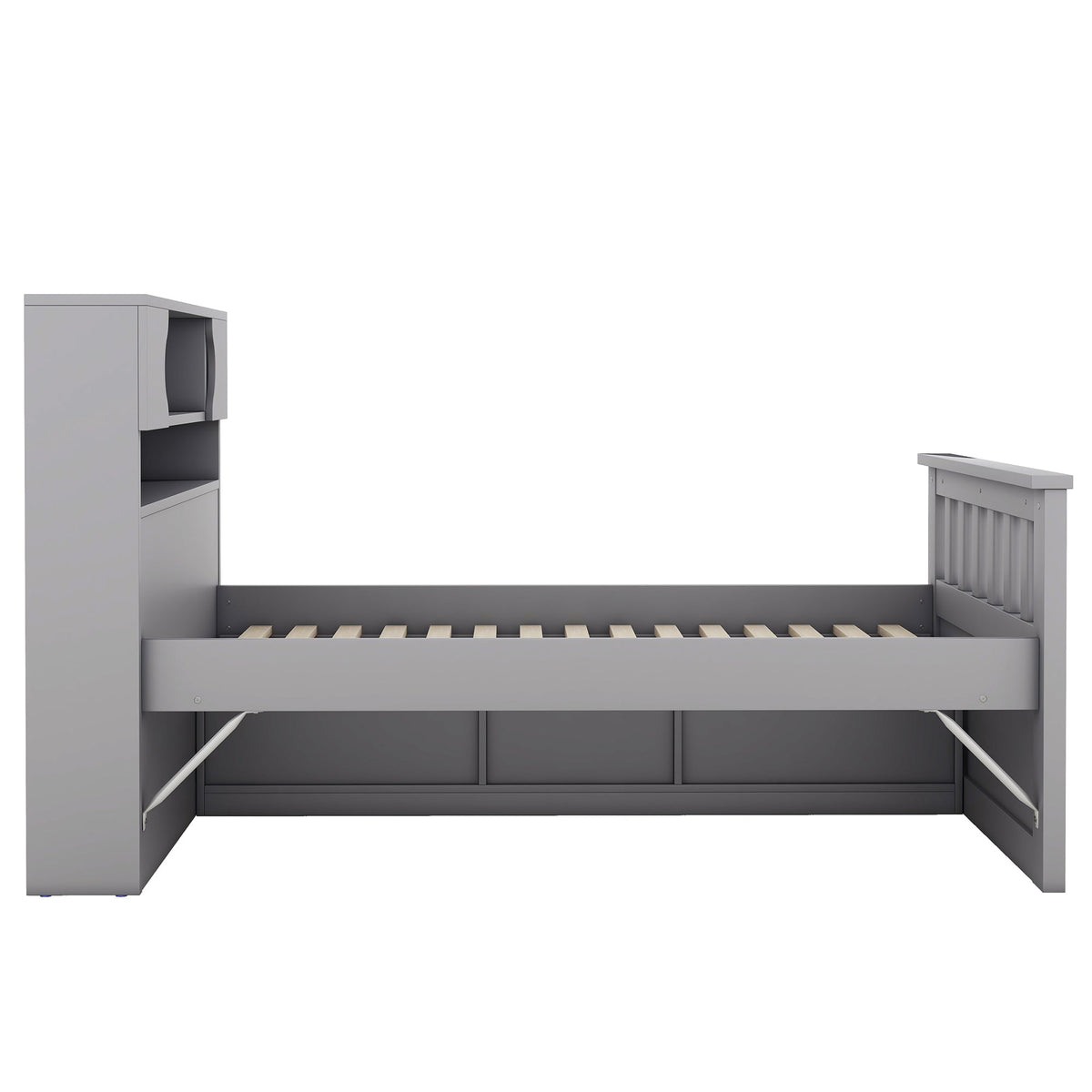 Twin Captain Platform Bed with Bookcase Headboard & Drawers