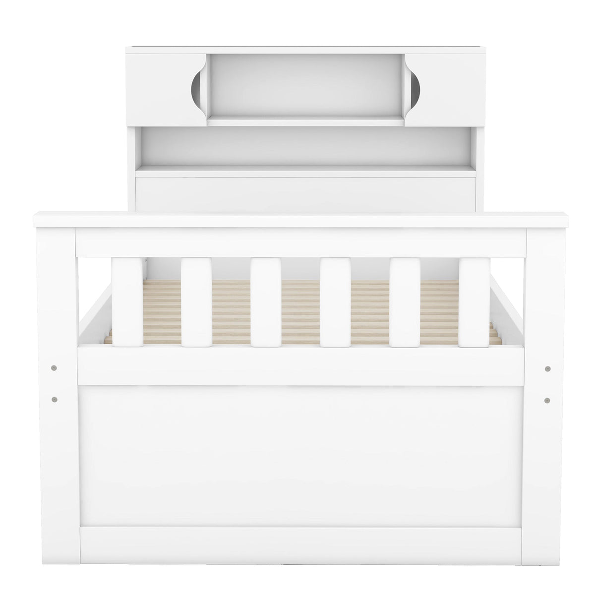 Twin Platform Bed with Bookcase Headboard and Drawers