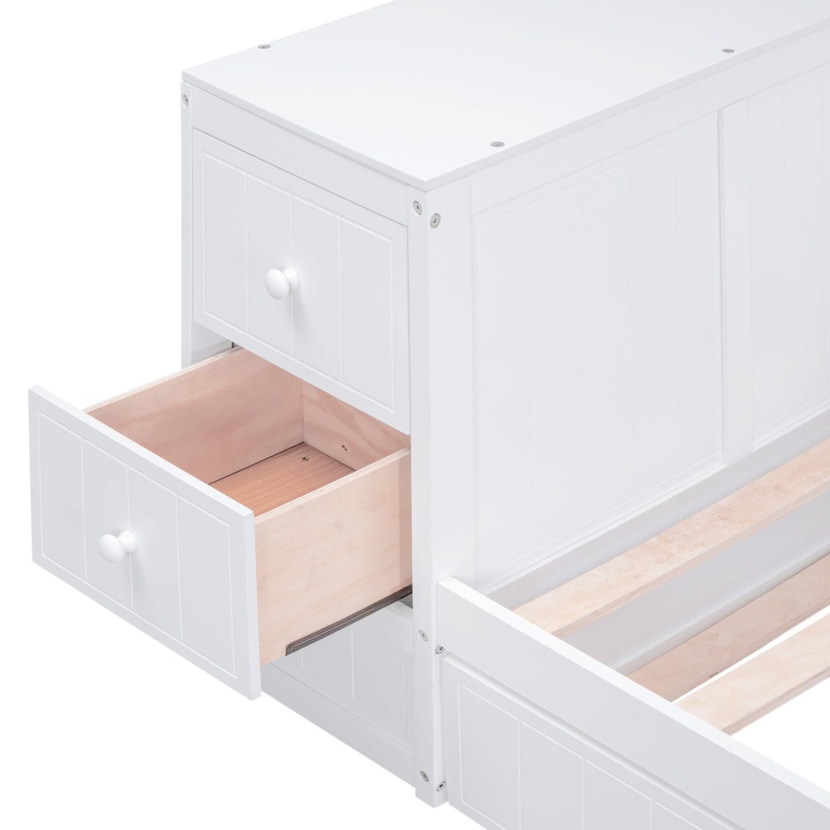 Twin Daybed with Trundle and Charging Station White