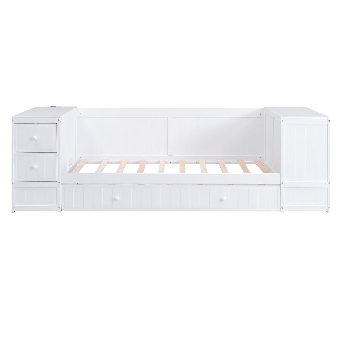 Twin Daybed with Trundle and Charging Station White
