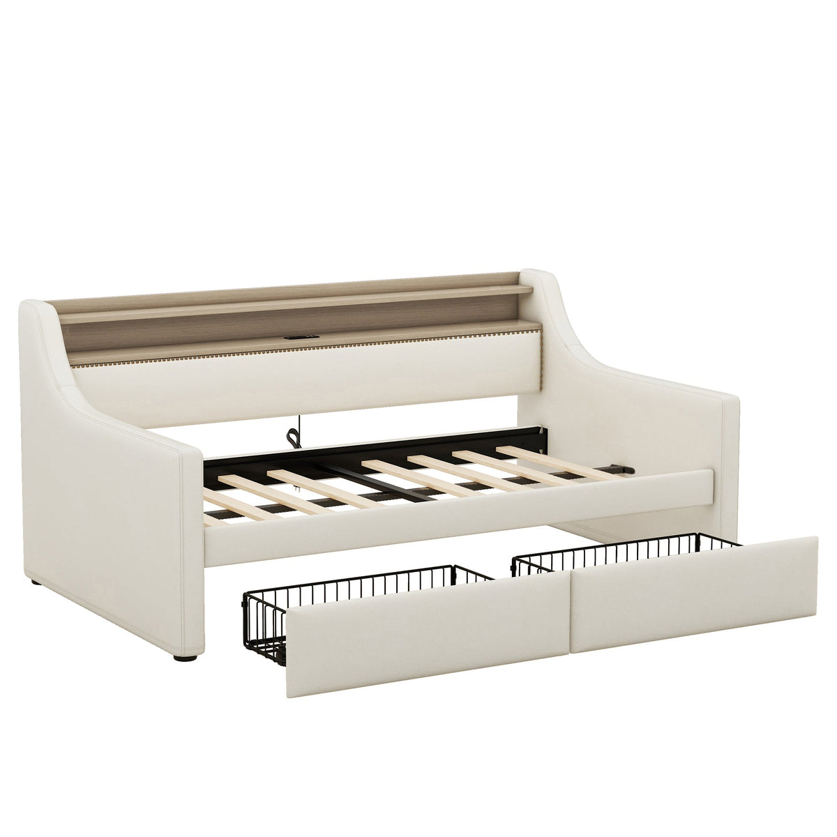 Twin Daybed with Storage Drawers and Charging Station