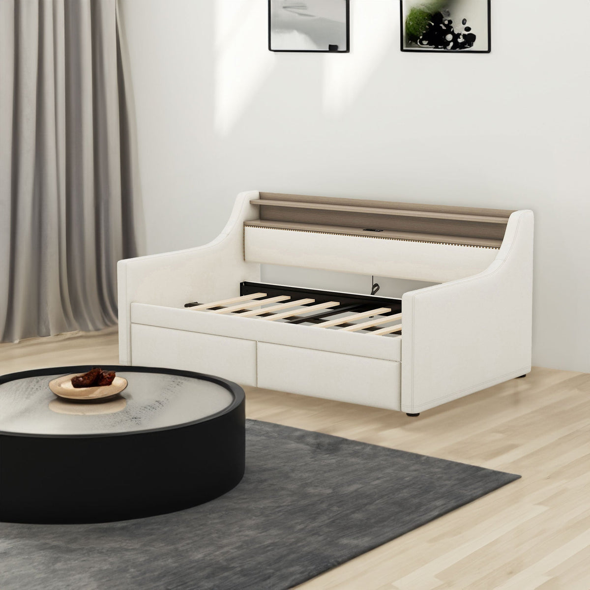 Twin Daybed with Storage Drawers and Charging Station