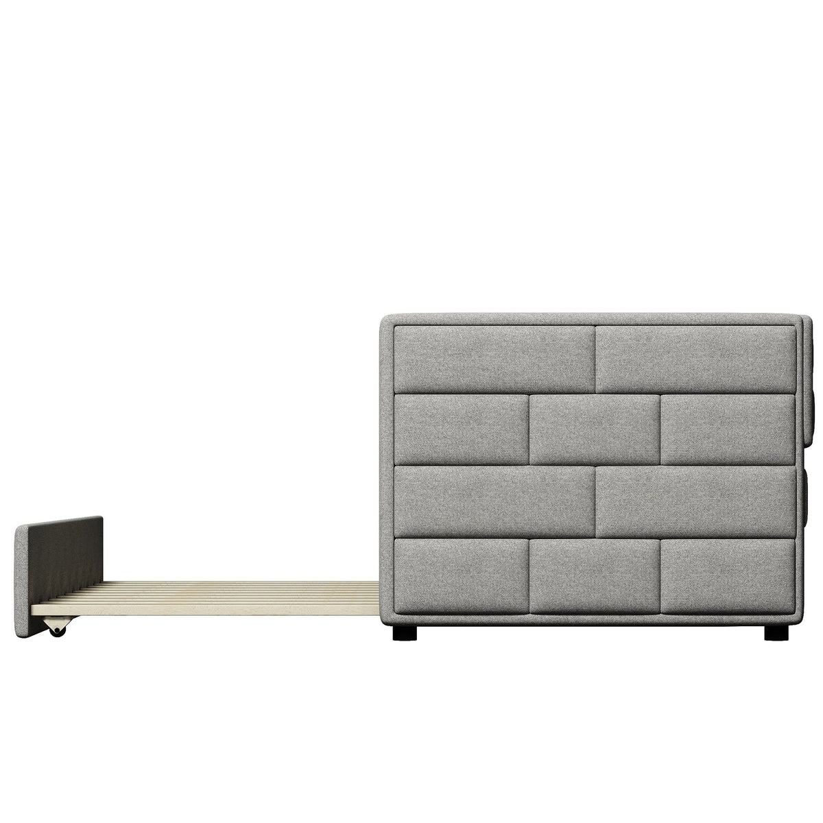Gray Upholstered Twin Daybed with Pull-Out Trundle