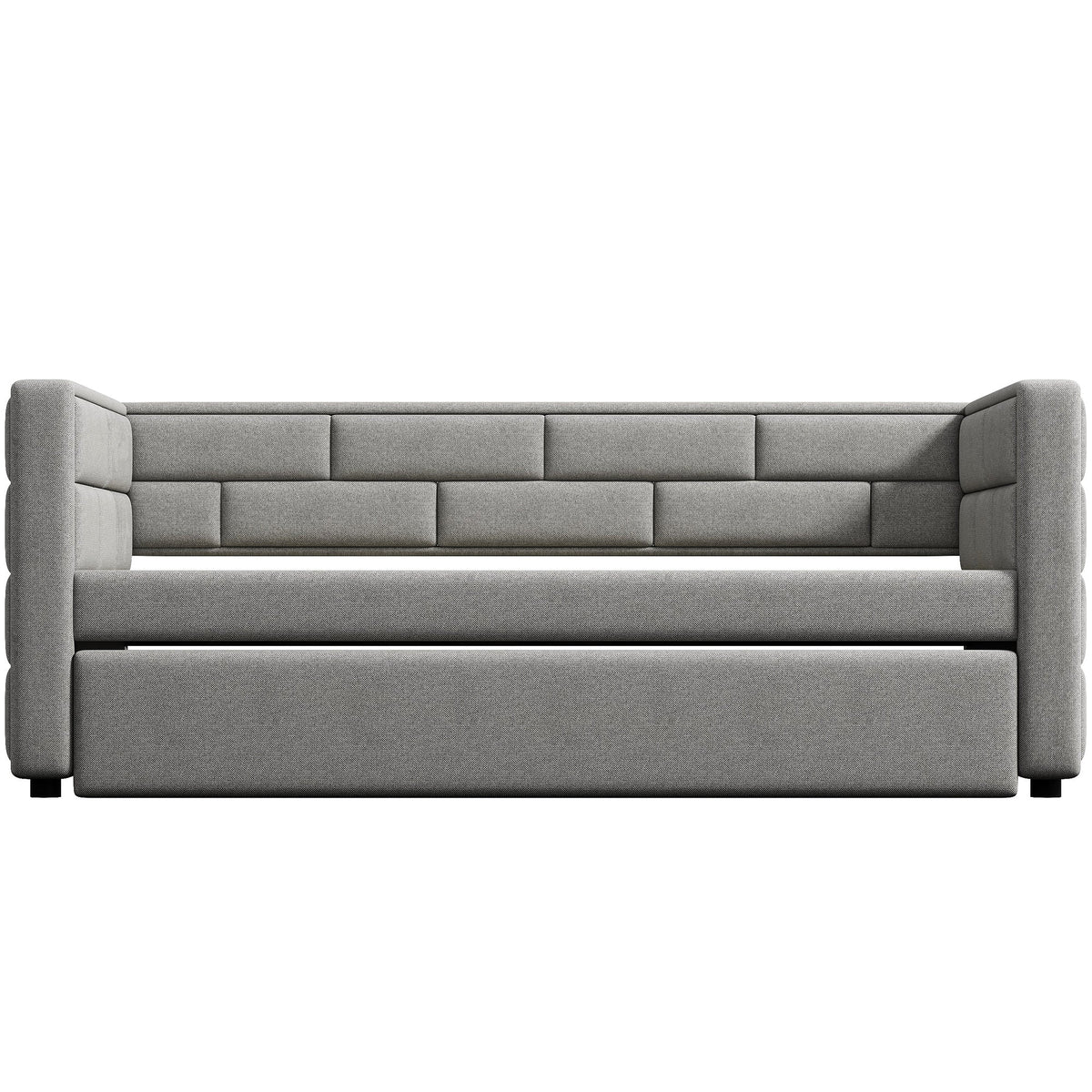 Gray Upholstered Twin Daybed with Pull-Out Trundle