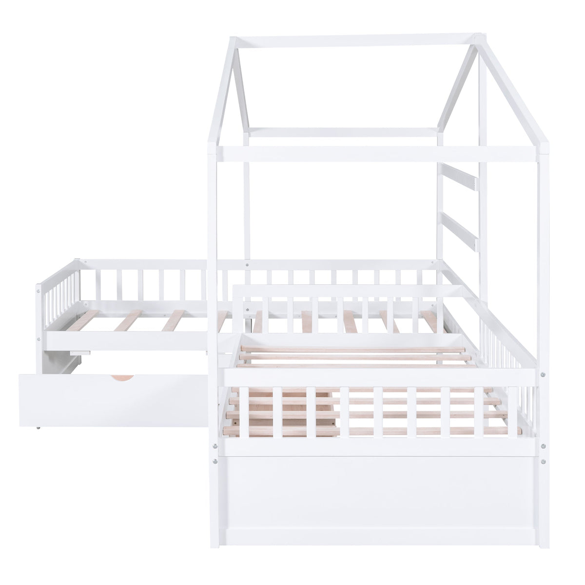 Kids Twin House Platform Bed with 3 Storage Drawers