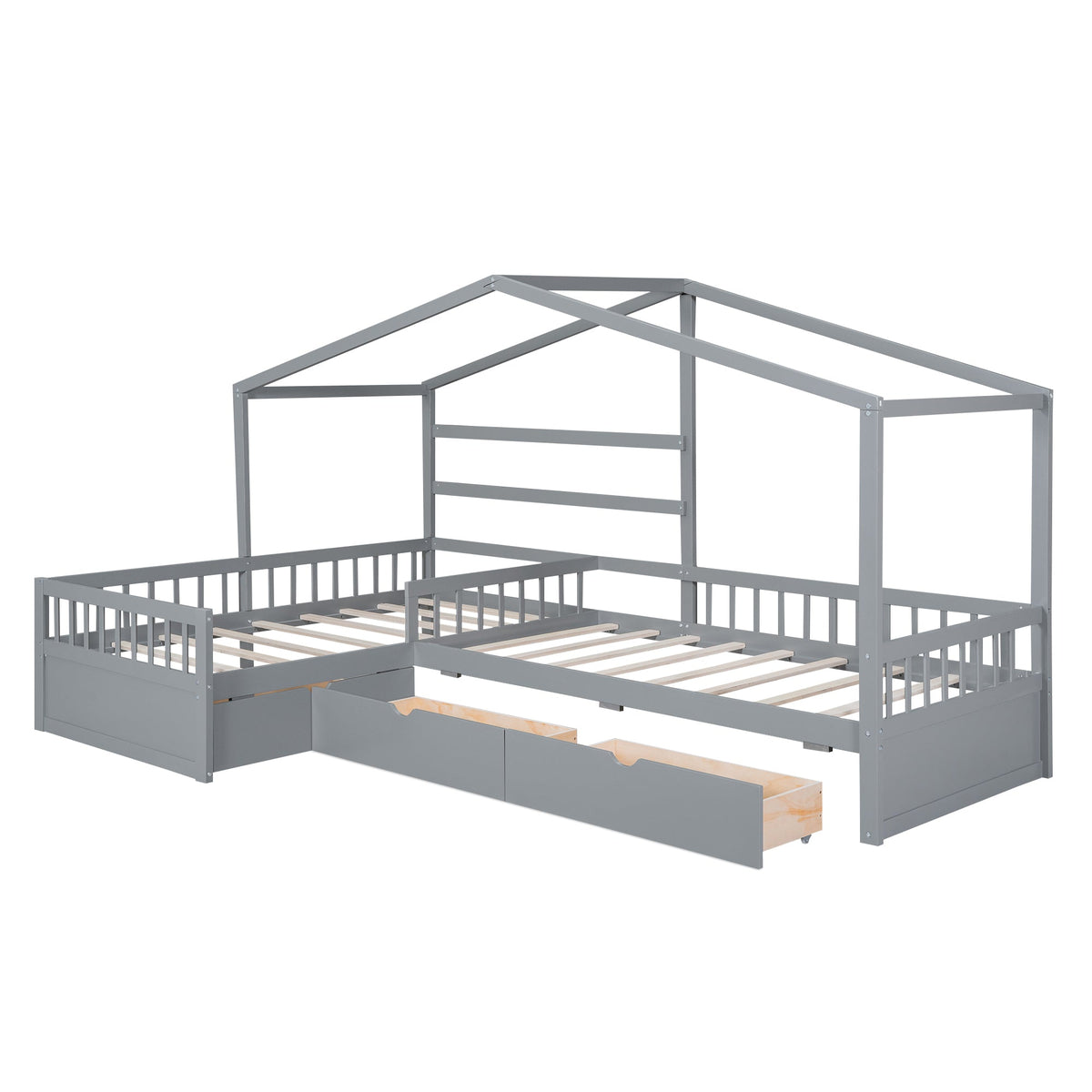 Twin Bed Frame for Shared Kids Room With Drawers