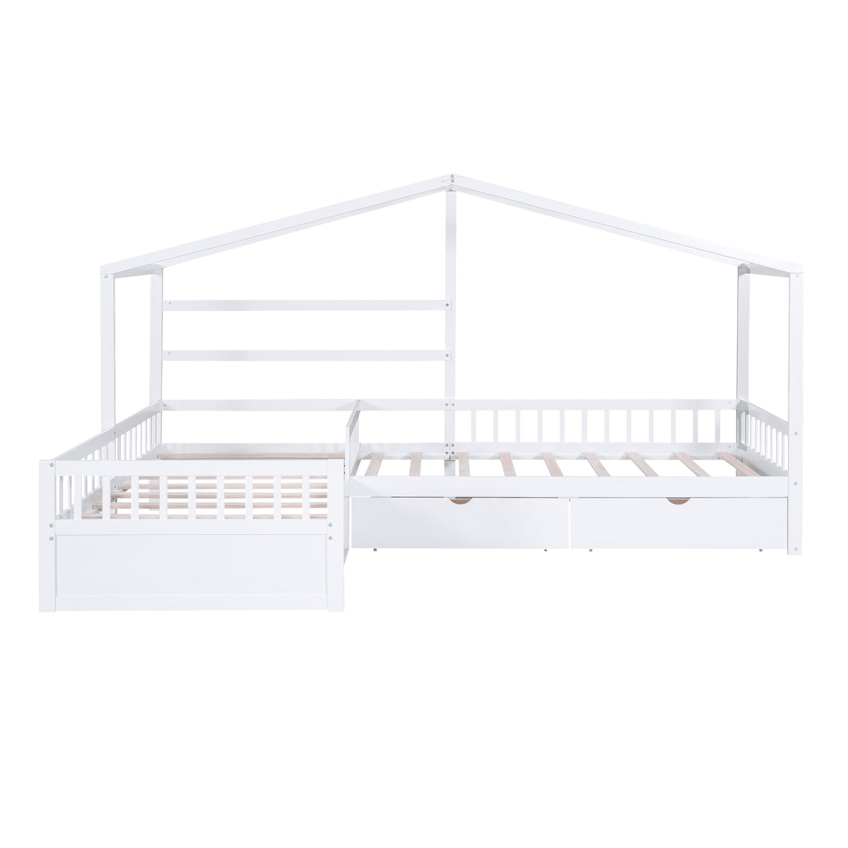 Kids Twin House Platform Bed with 3 Storage Drawers