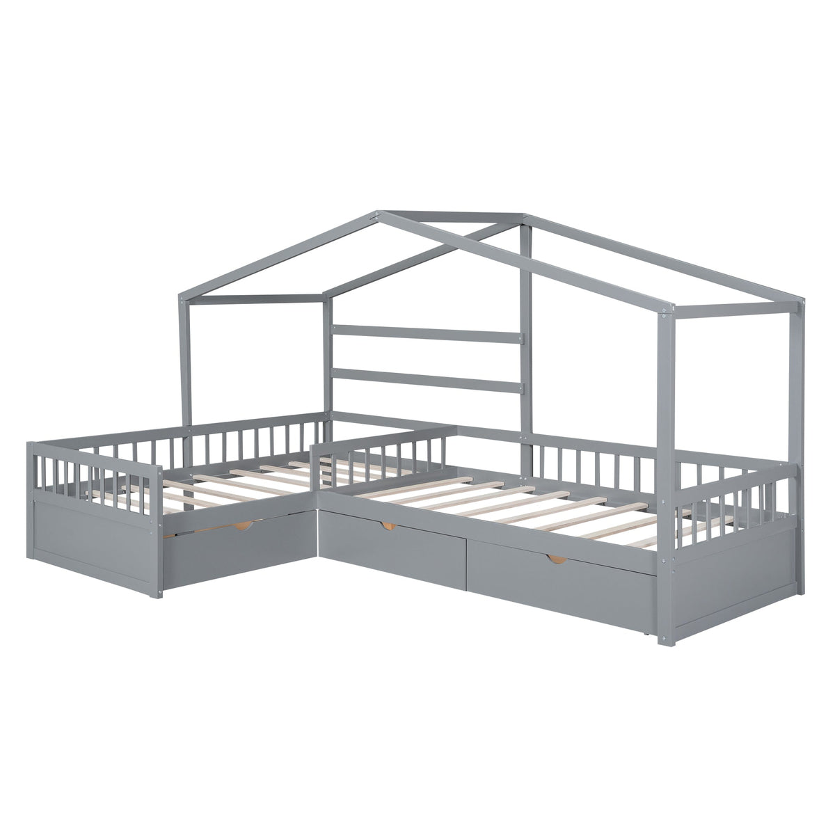 Twin Bed Frame for Shared Kids Room With Drawers