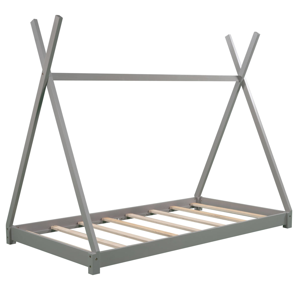 Twin Kids Platform Bed Frame: Low Tipi Canopy Style