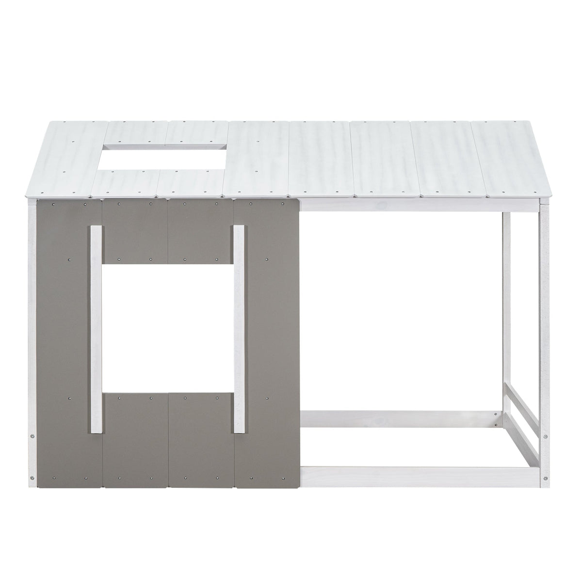 Twin House Platform Bed with Roof & Window for Kids