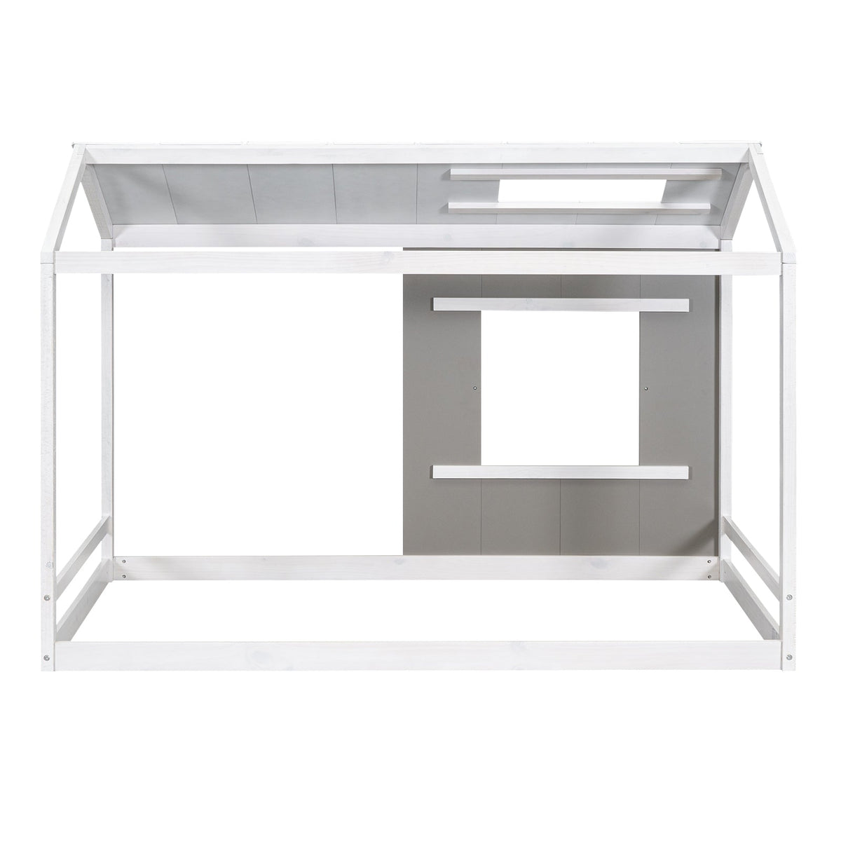 Twin House Platform Bed with Roof & Window for Kids